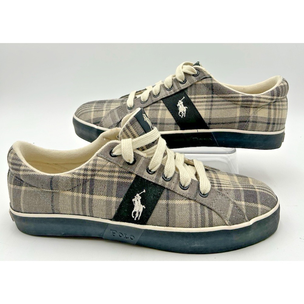 Polo Ralph Lauren Giles Skyline MU Madras Plaid Lace-Up Sneakers Mens 11D